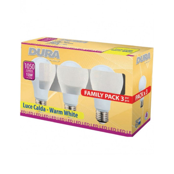 Lampadine family pack x3 luce calda DURA LAMP